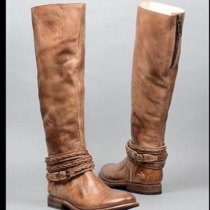 Italian leather boots hand made. Worn one time